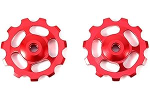 VGEBY1 2Pcs Polea de cambio, aleación de aluminio 11T Bike Cambio trasero Guía Polea Jockey Wheel Accesorio de bicicleta(Rojo)