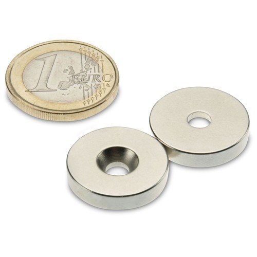 Ringmagnet Ø 20,0 x 4,5 x 4,0 mm N42 Nickel mit Senkung Nord - 3