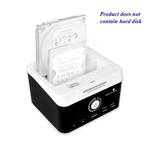 WANLONGXIN WLX-895U3SC-DE USB 2.0 auf SATA Dual-Steckplätze Externe Festplattenlaufwerk-Dockingstation mit Offline-Klon-Funktion und Kartenleser, für 2.5 3.5 Zoll HDD SSD SATA I / II / III Bis zu 2 x 8TB - 9