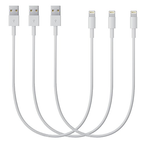 3x Original iPrime® 25cm 0,25 Meter Lightning USB Kabel Ladekabel Datenkabel für Apple iPhone 5/5s/5c, iPhone 6/6s, iPhone 6 Plus/6s Plus, iPhone 7, iPhone 7 Plus, iPod und iPad in Weiß - 25 cm