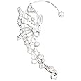 BSLVWG 2 Pieces Ear Wrap Earrings,Silver Elves Cuff Earrings Butterfly Hollow Wrap Earrings Vintage Ear Cuff Earrings No Piercing Ear Clip Wrap Cuff Earrings Jewelry Gifts for Women Girls