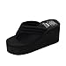 Produktbild Damen Flip Flops, Xinan Sommer Mode High Heels Hoch Absatz Keilabsatz Slipper Frauen Casual Elegant Outdoor Innen Hausschuhe Flip Flops Strandschuhe Badeschuhe Zehentrenner Schuhe (EU:37, Schwarz)