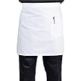 MFAZ Morefaz Ltd Thick Waist Apron Adjustable & 100% Cotton 240g/m3 Anti-dirt Waist Short Black White with Pocket for Home Kitchen Restaurant Work, Waitress, Chef, Waiter, Cooking, Baking