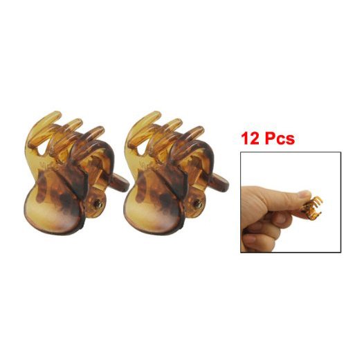 Gleader 12 Pcs Ladies Brown Plastic Mini Hairpin 6 Claws Hair Clip Clamp