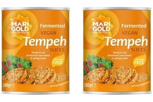 MARIGOLD HEALTH FOODS Marigold Fermented Vegan Tempeh Slices, 280g (Pack of 2) – High Protein, Plant-Based, Ready-to-Eat, Mild Flavour