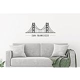 Wandtattoo San Francisco Golden Gate Bridge Wandaufkleber, Sticker aus Vinyl, Abziehbild in drei Größen, schwarz, weiß, mittelgrau, hellgrau