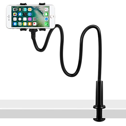 Supporto per Cellulari e Tablet, Flessibile e Regolabile Collo Oca Pigra Metallo Supporto per 4-10.6 Pollici Telefon, iPhone, Android Smartphone, iPad e Tablet, Titolare da Cucina e Ufficio, Bianca (Holder for Smartphone-Black)