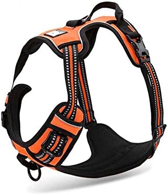 ADOV Dog Harness, Adjustable And Durable Leash for Medium and Large Pet, No Pull Reflective Oxford Soft Vest With Handles Perfect for Daily Training Walking and Running- Medium - Orange