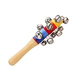 Homgaty New Lovely Kid Handle Wooden Bell Stick Shaker Rattle Toy Sleigh 10 Bells