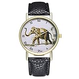 Delicacydex Hochwertige günstige T62 Elephant Lederband Quarz Fashion Watch Modische Nizza - schwarz