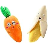 Polo honey 2pcs Hundespielzeug aus Plüsch, quietscht (Karotten, Bananen)