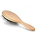 Bamboo Boar Bristle Hair Brush with Detangle Pins. Makes Hair Shiny and Silky. Comes With a Wooden Comb