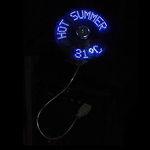Elektrische Desktop-Tischventilator Mini Portable USB mit blauen LED-Temperatur und Wörter-Anzeige - 3
