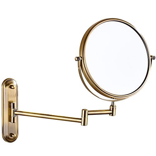 GuRun 1 /7-Fach Vergrößerung Doppelseitiger Wand Kosmetikspiegel,Ø rund 20cm, Bronze M1206K(8in,7x)