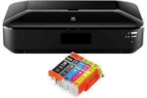 IC-Office iX6850 Farbtintenstrahl Drucker DIN A3+ (Bürodrucker, Fotodruck, Textdruck, 9.600 x 2.400 DPI, WiFi, WLAN, USB, Direktdruck, Print App) schwarz + 5 XL Tintenpatronen