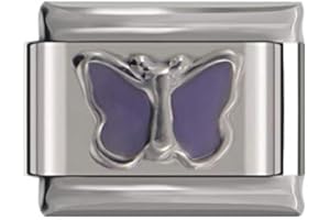 ITALIAN CHARMS AWEHIRU Purple Butterfly Charm fit all classic 9mm Italian style Bracelet - UK stock