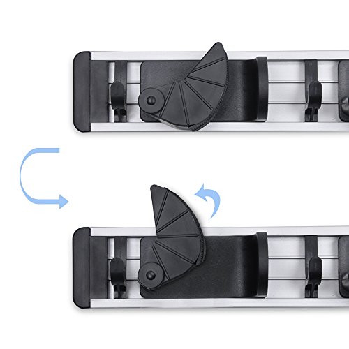 Coolreall Besen Mop Halter, Wand montiert Veranstalter Gartenarbeit Schuppen Tool Rack Garage Storage Hanger mit 4 Positionen 5 Haken - 3