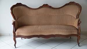 Sofa Couch Kolonial Barock Antik geschwungen 1840 - 1880 gestreift