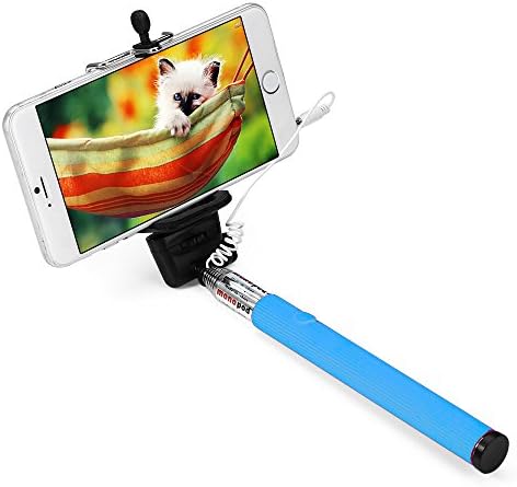 Apsmart no battery aux cable wired Selfie stick for smart phone (Blue)
