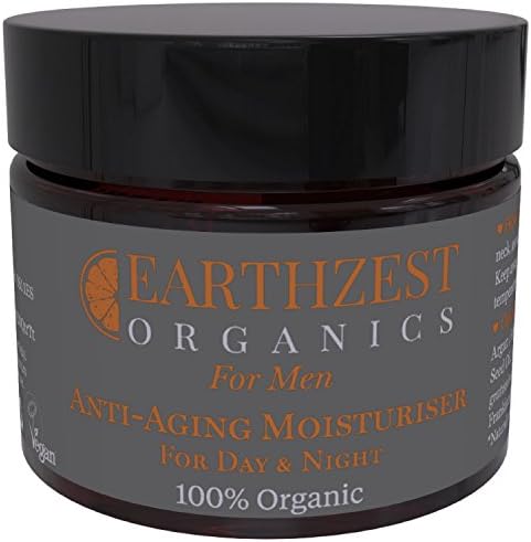 Moisturiser for Men - 100% Organic Anti Ageing Skincare Used By Lee Wakefield - our Anti Wrinkle Face Cream Works Best for Dry, Sensitive or Mature Skin - Use This Anti Aging Frankincense Balm as Firming and Plumping During Sleep on Neck & Chest, or as an All Natural Day Time Hydrating Moisturiser - Ideal Gift - Highly Concentrated, Effective and Long Lasting - Handmade in Britain by Earthzest Organics, 50ml Travel Size