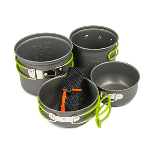 SET superleichtes Camping-Geschirr aus langlebigem Aluminium, für Festivals, Outdoor-Aktivitäten, inklusive Transportbeutel, Wandern, Nordic-Walking, Klettern, Zelten, Kochen, Farbe: Anthrazit …