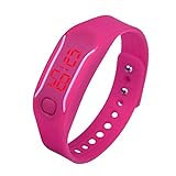 uhr sport armband Kolylong Unisex Gummi LED Datum Digital Sport Armband Kolylong Hot Pink