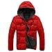 Produktbild SANFASHION Herren daunenjacke Slim Casual Warme Jacke mit Kapuze Winter dicken Mantel Parka Mantel Hoodie (Rot, L)