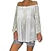 Produktbild Supertong Damen Langarm Shirt Elegant Off Shoulder Sommer T Shirt Bluse Tops Damen Oversized Spitze Blumendruck Hemd Mode Kalte Schulter Einfarbig Retro Party Oberteile