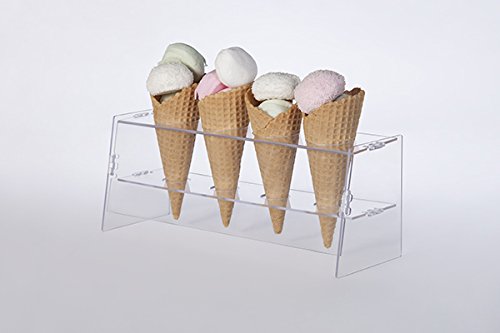 Praktischer Eiswaffelständer aus Acrylglas (PetG) mit 4 Löchern - Eishalter zum Verzieren - Eiswaffelhalter -