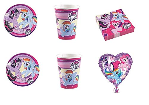 My Little Pony New coordinato addobbi Día Tabla Niños - Kit N ° 22 cdc- (16 platos, 16 vasos, 20 servilletas, 1 Balón Foil)