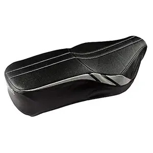 Elegant Custom Fits leather Bike Seat Cover for TVS Apache RTR 160 4V (Bolt Sports Black & Silver)