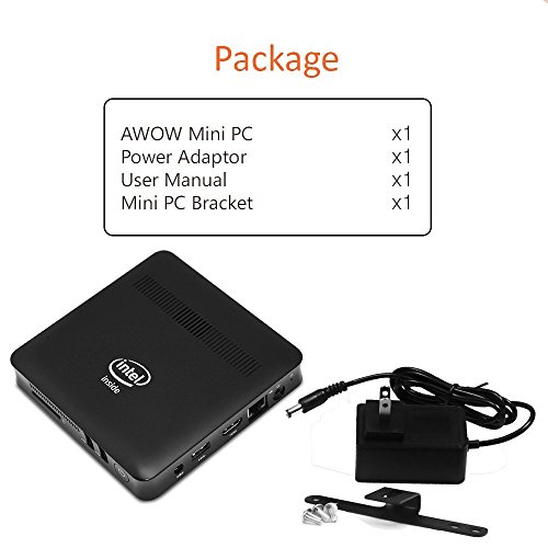 AWOW Fanless Design Mini PC Windows 10 -  Cherry Trail-T3 Quad Core 2 2 Ghz   4 GB DDR   64 GB eMMC   Gigabit Ethernet   2 4G   5G Dual Wi-Fi   VGA   HDMI   USB 3 0   4K   Mini PC PC BoxCherry 