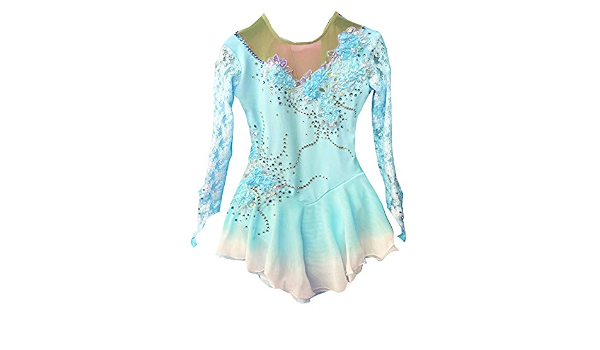 Vestito Da Pattinaggio Artistico, Abbigliamento Da Pattinaggio Azzurro Per  Ragazze E Donne, Costume Da Competizione Ad Alta Elasticità Fatto A Mano,  Abiti Da Pattinaggio Sul Ghiaccio A Maniche Lungh : Amazon.it: Abbigliamento