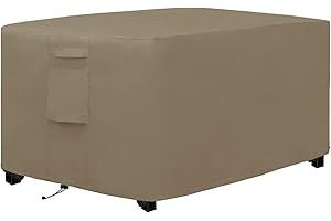 Easy-Going Outdoor Fire Pit Cover Rectangle 44"Lx32"Wx24"H, Durable Outdoor Gas Firepit Cover, Waterproof and Weatherproof Cover for Fire Pit, Camel