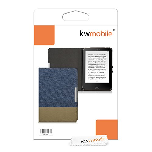 kwmobile Hülle für Tolino Vision 1 / 2 / 3 / 4 HD – Flipcover Case eReader Schutzhülle – Bookstyle Klapphülle Blau Braun - 6