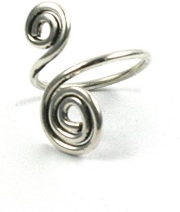 Gower Coast CraftsSolid Silver 925 Handmade Adjustable 1.5mm Wire Spiral Wrap Toe Ring