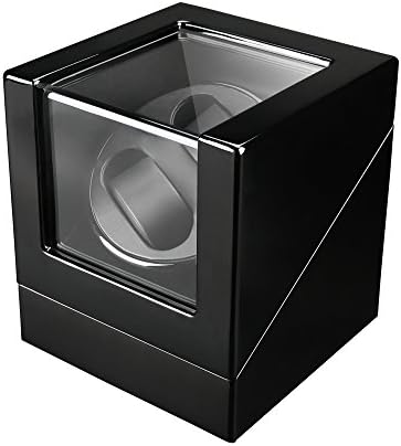FIRWAY Automatic Watch Winder Luxurious Watch Display Case with Quiet Motor for 2 Watches,Premium Silent Motor(Black 2+0)