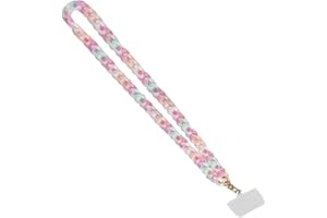 IOURVYA Cordon Telephone Portable,Tour de Cou Telephone,Bijoux de Telephone,Longue lanière de téléphone en Acrylique, chaîne de téléphone perlée avec Pendentif en Forme de clé(Rose Transparent)