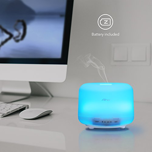 Aroma Diffuser Aiho 150ml Luftbefeuchter Ultraschall Eingebauten Batterienbetrieben Ätherische Luftbefeuchter Öl Ultraschall Vernebler Duftlampe Elektrisch Air Humidifier mit 7 LED Farbwechsel Licht Wasserlos Auto off Sicher Leise - 8
