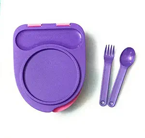 Tupperware Akshaan fashion Tupperware Duo Plastic Lunch Box with Cutlery (Pink)