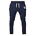 Price comparison product image Men Sportswear,Men's Sale Casual High Waisted Belted Fitness Workout Trousers Male Pockets Solid Color Hiking Baggy Running Gym Pants Navy
