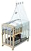 Produktbild roba Stubenbett 4 in 1, Beistellbett 'Jumbotwins' Babybett, Wiege & Kinderbank, Stubenbank, Holz natur, komplette Ausstattung (80x80cm) inkl. Nestchen