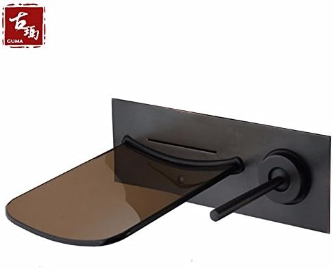 RACHELER Black hot and cold glass full copper into the wall mounted Waterfall Bathtub faucet flush toilet with bidet faucet above.