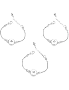 Soleebee 2 in 1 verstellbaren Silberfarbe Legierung Click Button Armband passt Perlen Charm Schmuck (3 Stück)