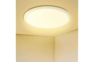 Peasur Plafon LED Techo Redondo 19W, 2100LM 3000K Lampara Techo, Luz Techo IP44 Impermeable, Plafones para Cocina Baño Dormitorio Salon Blanco Cálido, Ø22×2.4CM