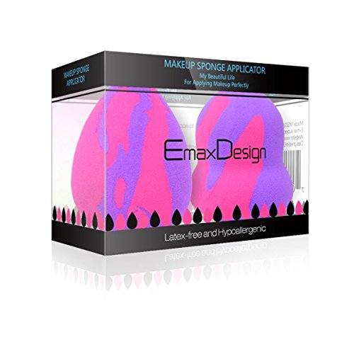 EmaxDesign 2 Pieces Makeup Blender Sponge Set - Random Pattern, Foundation Blending Blush Concealer Eye Face Powder Cream Cosmetics Makeup Sponges. latex free, non-allergenic and odour free.