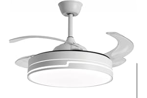 BEL AIR HOME - Ventilador de Techo Robin - Motor DC Silencioso - Luz LED 36W 3 Temperaturas - Aspas Desplegables - Mando a Distancia - Ventilador de Techo con Luz, Blanco, Metal