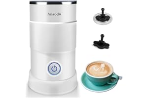 ANSODO 5 in 1 Electric Milk Frother and Heater 600W 240ML, Automatic Milk Frothers for Coffee, Hot and Cold Foam Maker and Milk Warmer (Classic White)