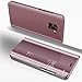 Produktbild Robinsoni für Samsung Galaxy J6 2018 Spiegel Hülle Lederhülle Mirror Clear View Standing Hülle Leder + Spiegel Schutzhülle PU Leder Brieftasche Flip Case Cover Wallet Tasche Etui Hülle Galaxy J6 2018