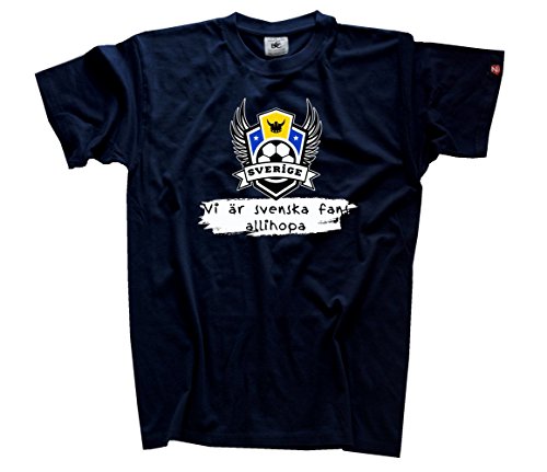 Shirtzshop Herren EM Football Collection 2016 Fussball-Schweden Sverige T-Shirt, Navy, XXXL